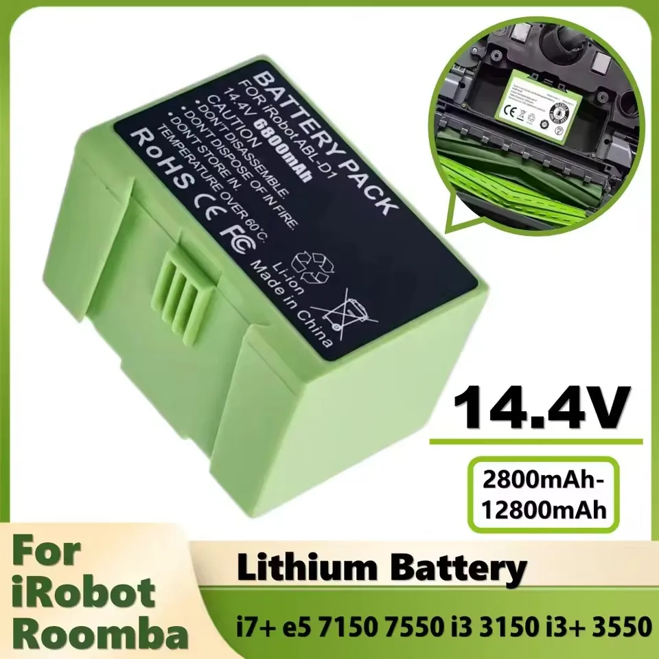 

14.4V 2600mAh i7 Battery Replacement for IRobot Roomba E and I Series i7+ E5 7150 7550 i3 3150 i3+ 3550 i4 4150 i4+ Spare Part