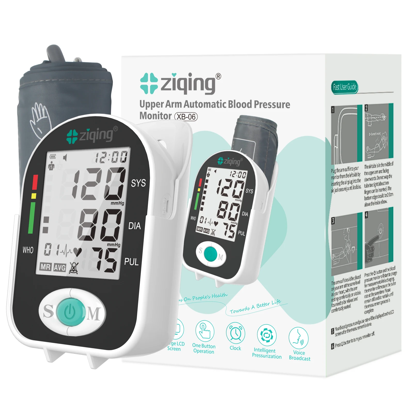 

ziqing USB Medical Digital Arm BP Blood Pressure Monitor Tensiometer Tonometer Automatic Sphygmomanometer Heart Rate Pulse Meter