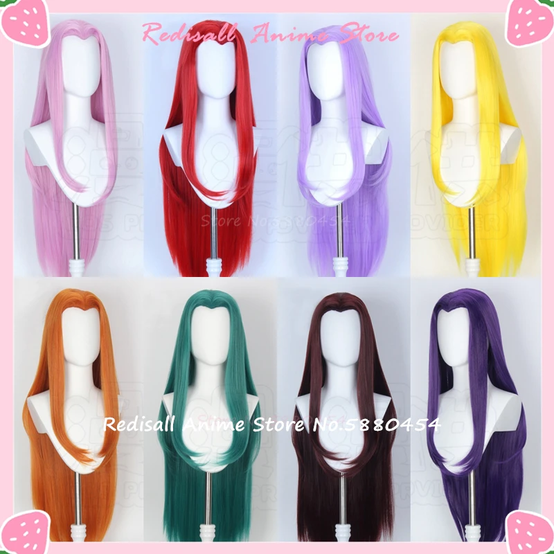 120Colors 100cm Long Straight Wig Cosplay Widow's Peak Middle Part Styled Hairline Heat Resistant Synthetic Hair Adult C025-C048