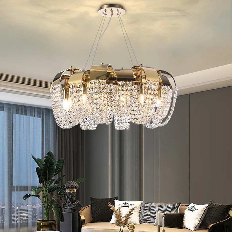 

New Modern Crystal Chandelier For Living Room Creative Design Gold Hanging Light Fixture Luxury Home Decor Led Cristal Lustre