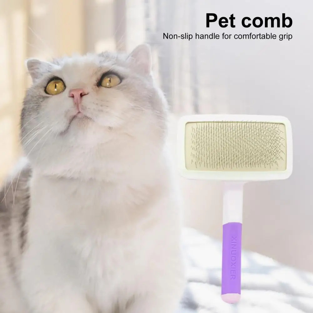 Pet Grooming Tool Stainless Steel Pet Comb with Anti-slip Handle for Dog Cat Grooming Portable Anti-break Fluffy Hair Brush Dog