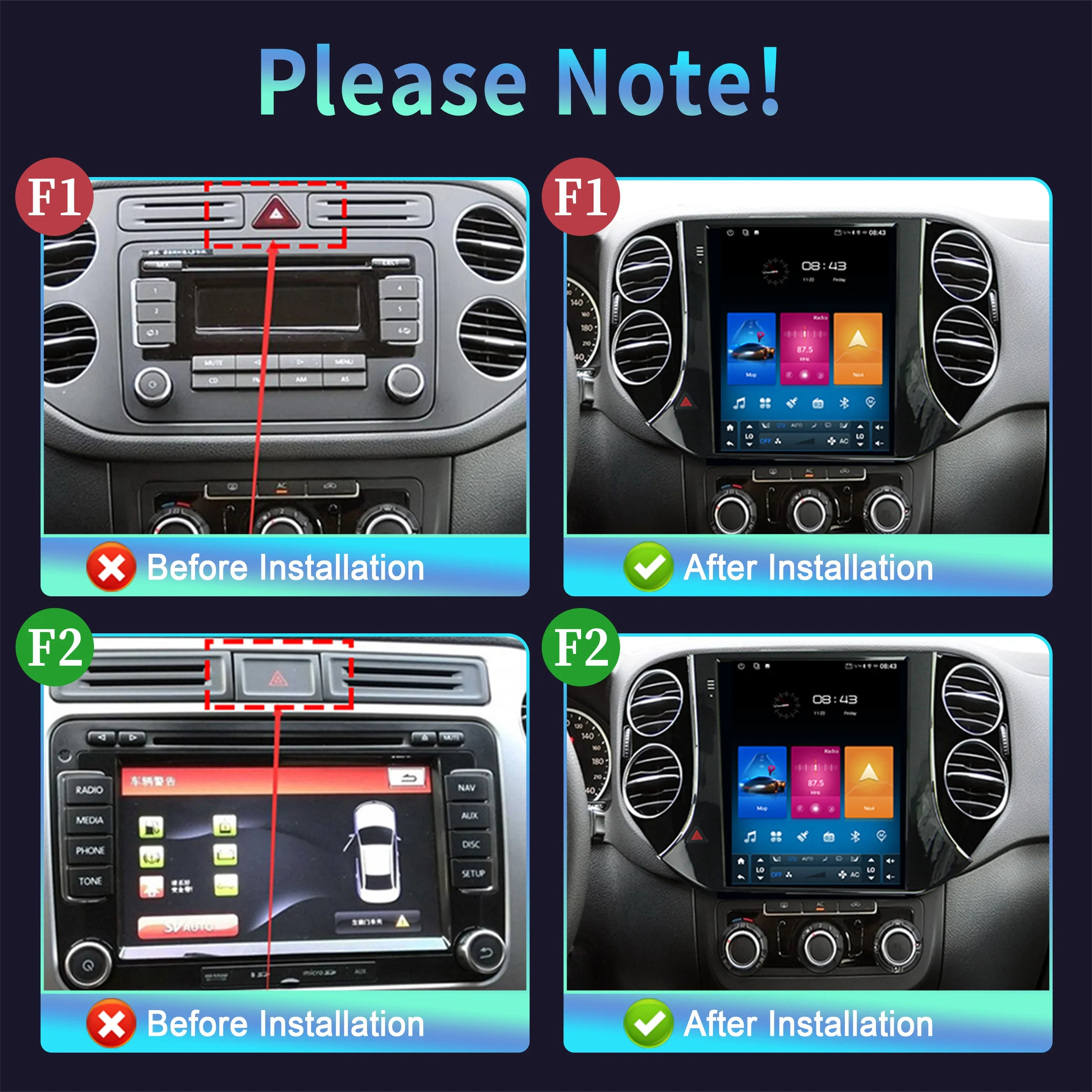 9.7inch Car Radio Multimedia Navigation For Volkswagen Tiguan 1 Nf 2007-2016 Stereo Wireless Bluetooth Carplay Head Unit Screen