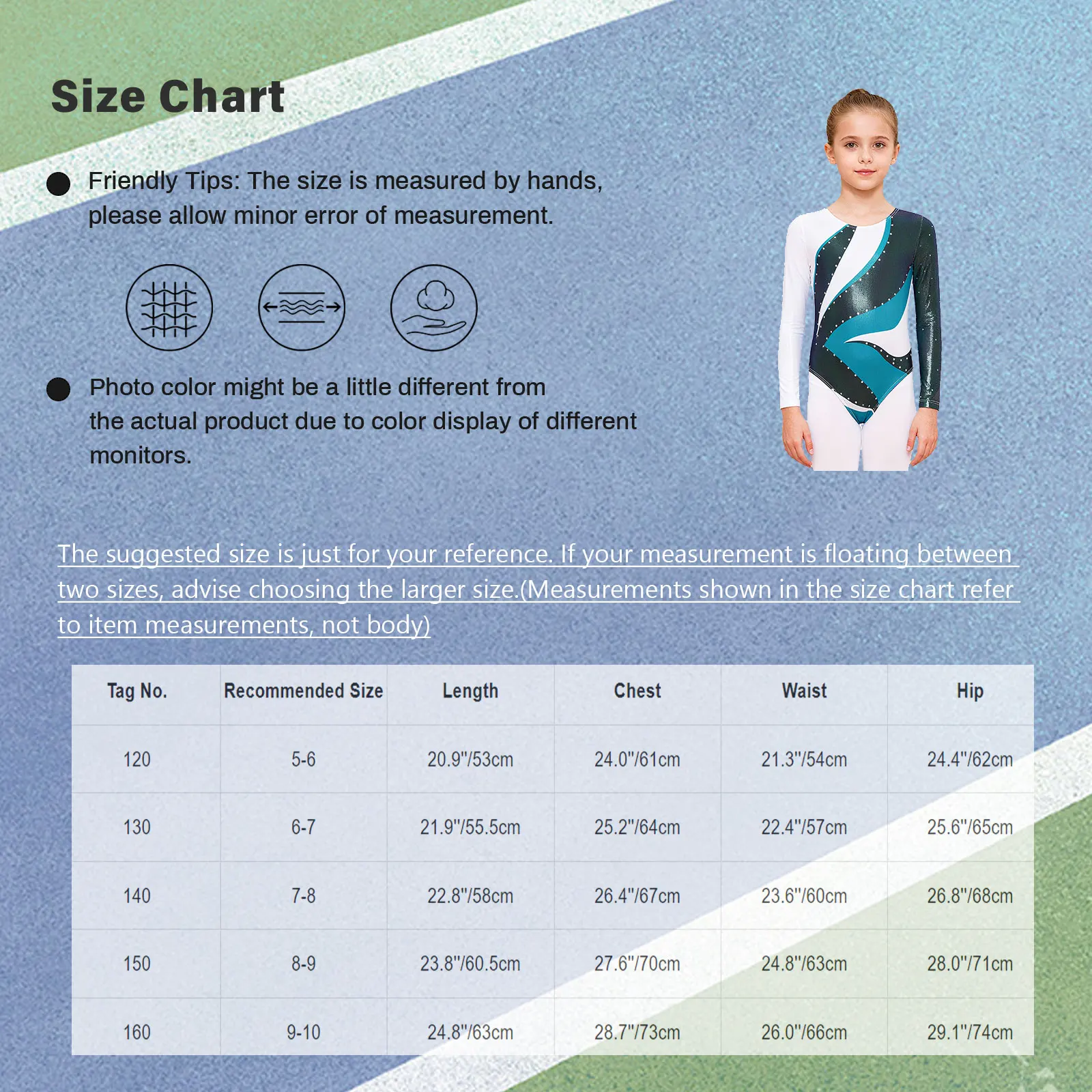 Tenue de danse de Ballet de gymnastique pour enfants filles, combinaison imprimée à col rond et manches longues pour exercices de gymnastique de classe de danse