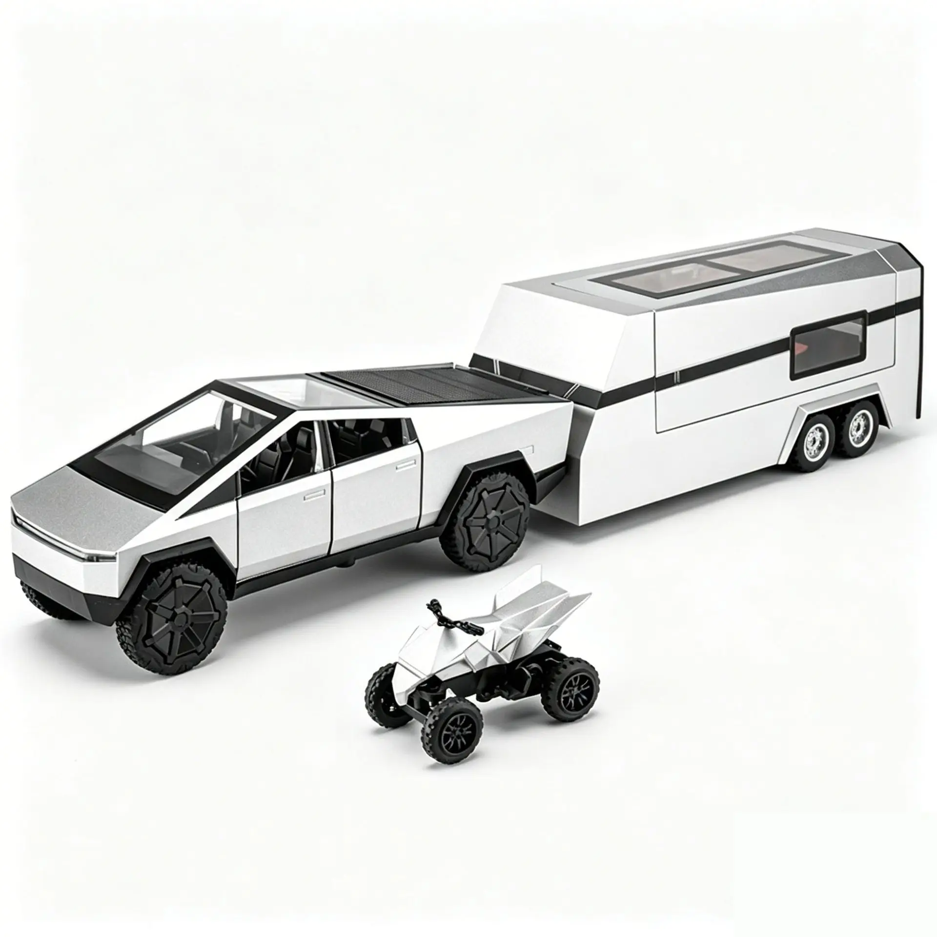 

Car To 1:32 Simulation Alloy Pickup RV with Motorcycle Travel Trailer Model Factory Direct Distribution