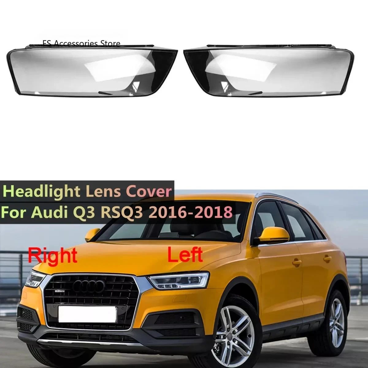 

For Audi Q3 RSQ3 2016 2017 2018 Headlight Lampshade Transparent Headlight Lens Left/Right Headlamp Cover Lens Light Protection