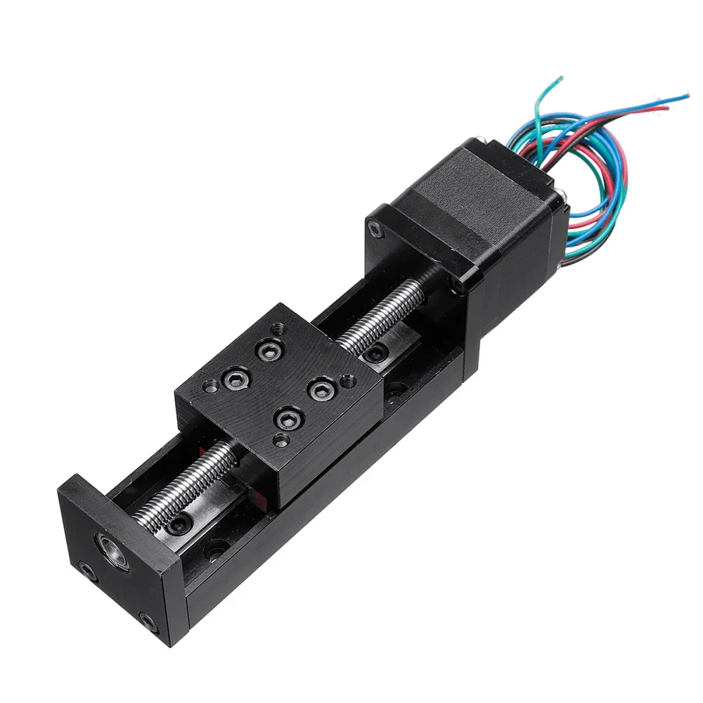 T-type Mini Sliding Table CNC Z Axis Linear Rail Actuator Transport Guide Platform & NEMA 11 28MM Stepper Motor Kit Manual Slide