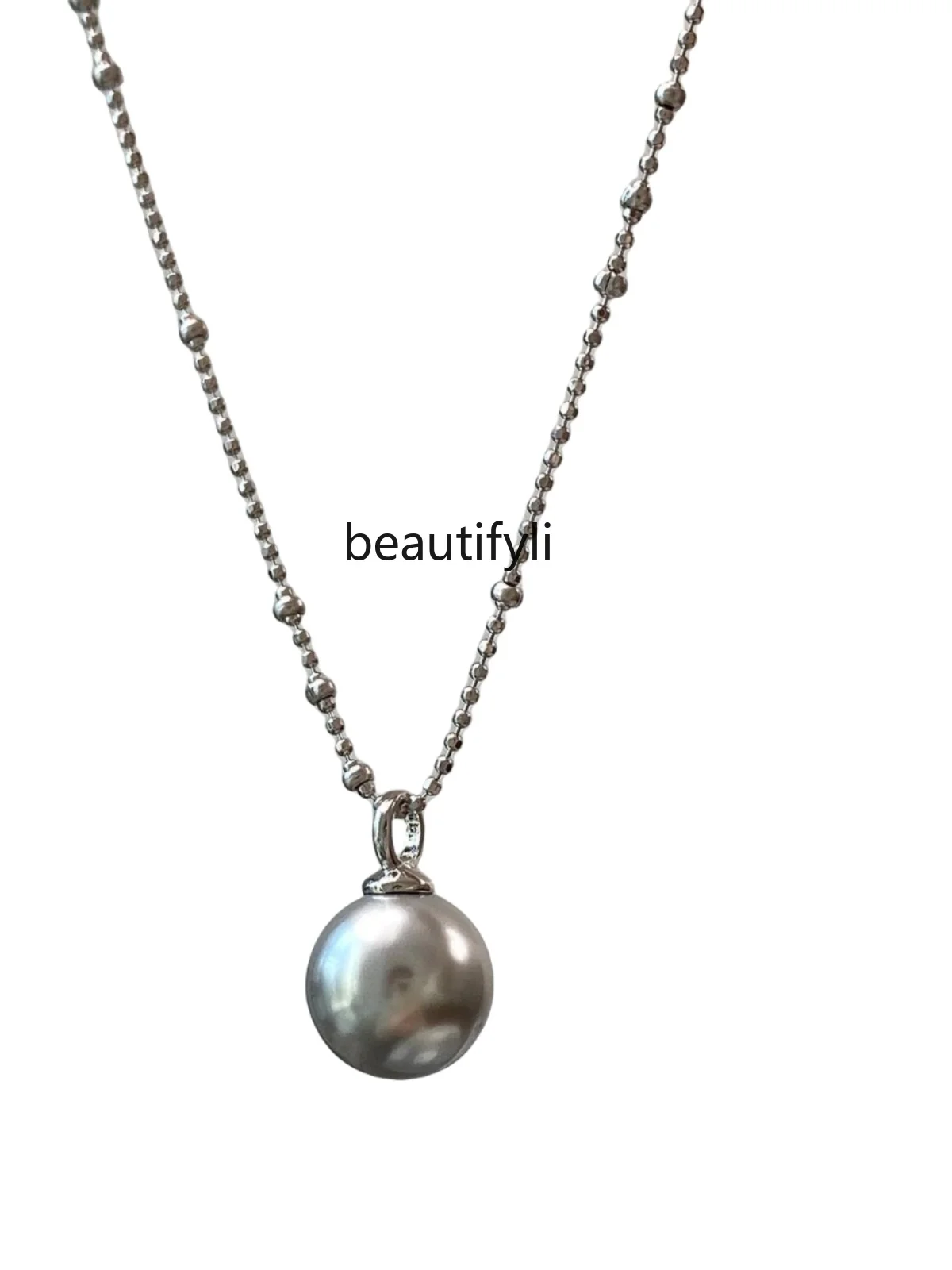 

S925 Sterling Silver Single Pendant Pearl Necklace Women's Premium Delicate Simple Design Clavicle