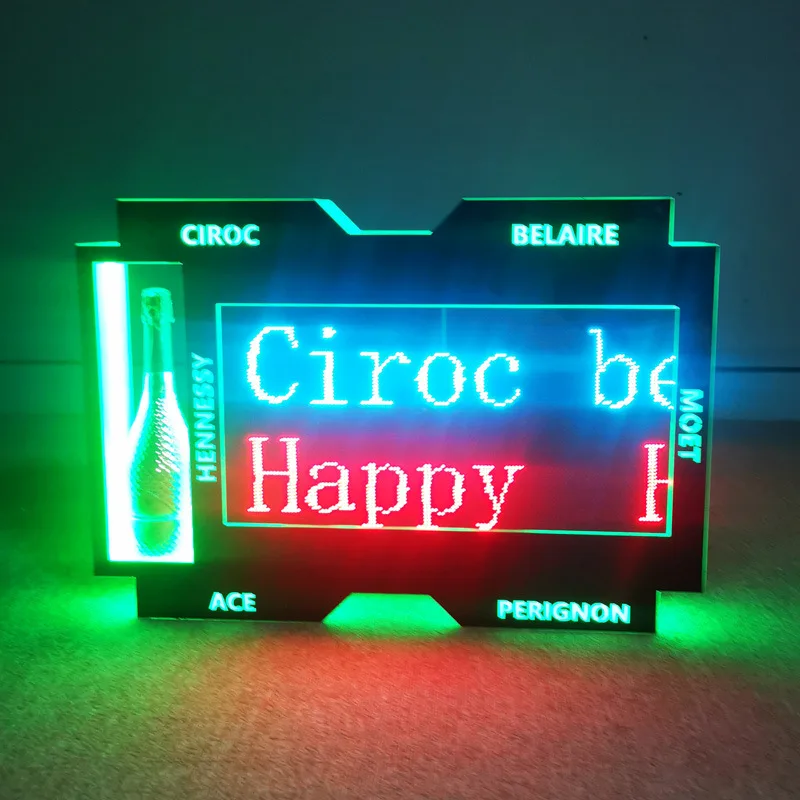 App Control Programmed DIY LED Digital Scrolling Message for Ace Ciroc Belaire Hennessy Moet Dom Champagne Bottle VIP Presenter