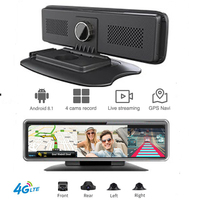 12 inch Car Rearview Mirror 4 Cameras Android 8.1 GPS Navigation 4G Wifi 2G/32GB 4K ADAS HD 1080P Dash Cam Video Recorder