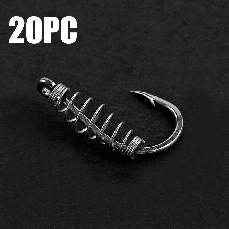 20PCS/lot Fishing Spring Swivel Hook Barbed Carp Hook Fly Fishing Hook Fishing Accessories Tackle