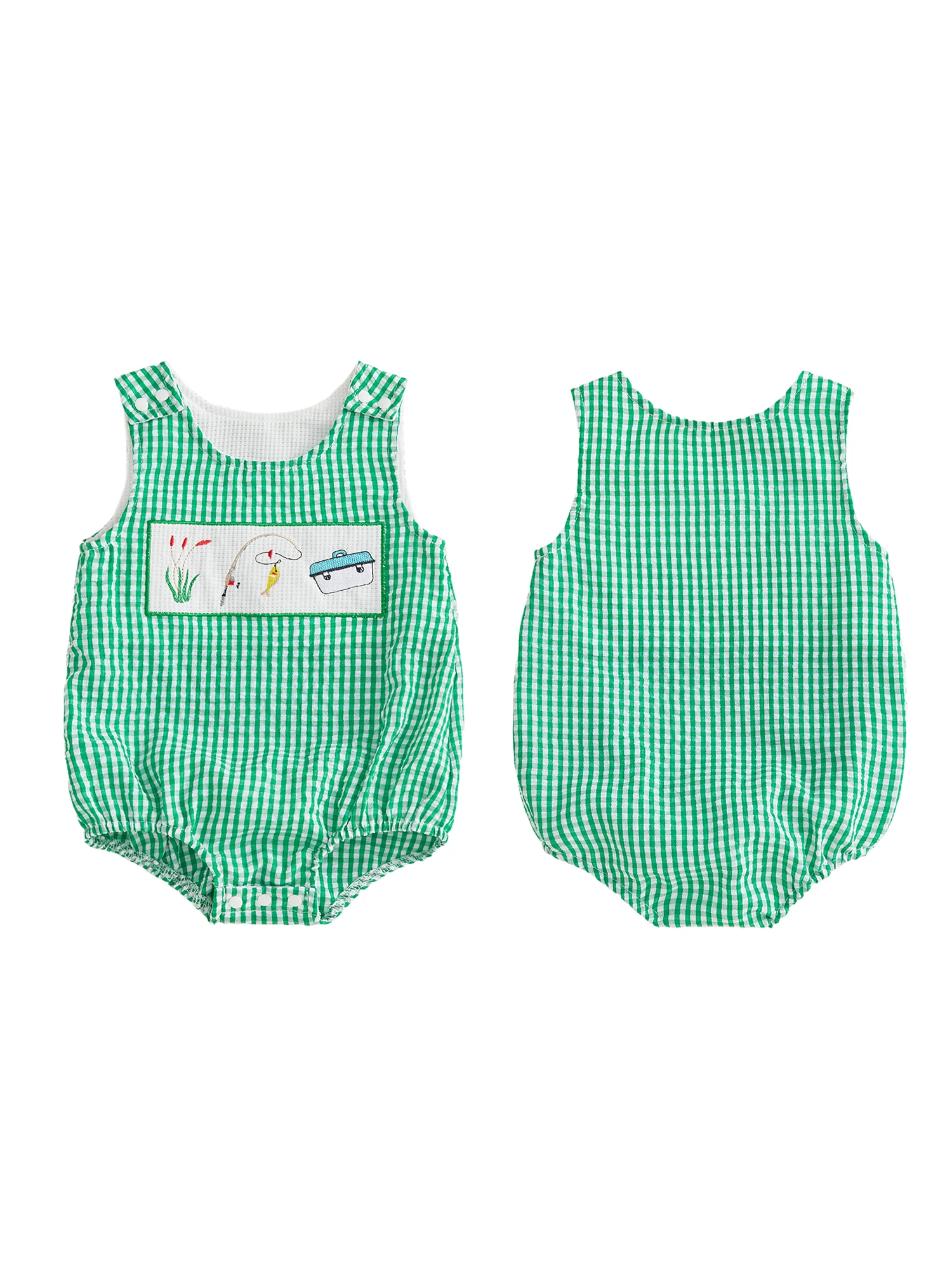 

Очаровательный полосатый комбинезон для малышей с вышивкой и без рукавов, идеально подходит для солнечных дней и игр.