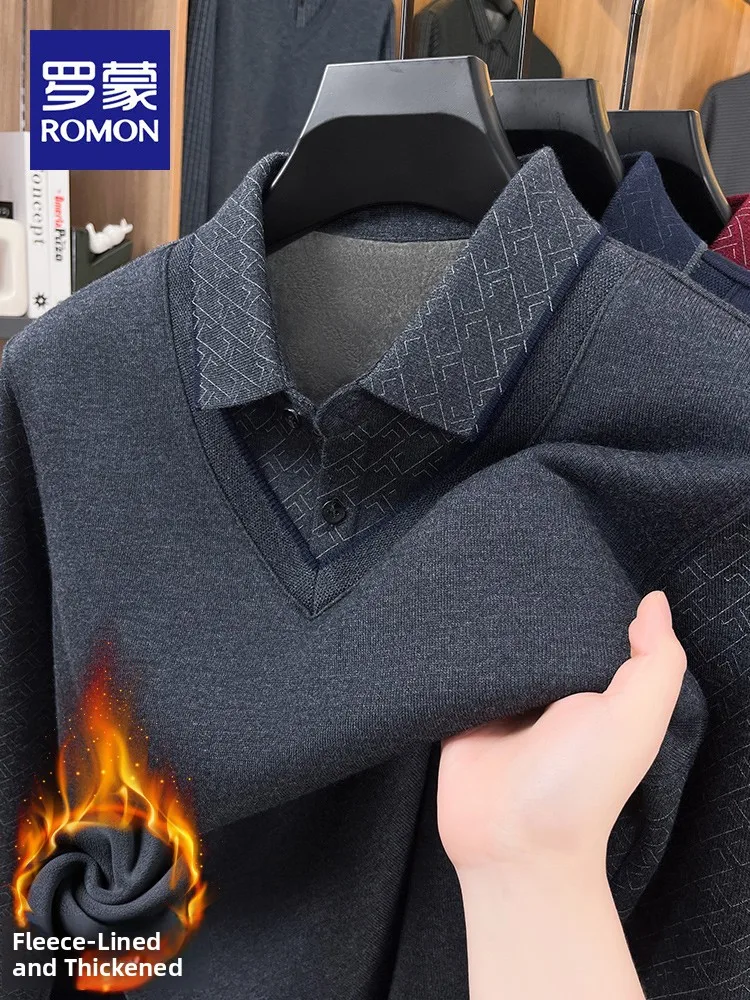 

Утепленный вязаный свитер с флисовой подкладкой для мужчин, повседневный деловой стиль, с воротником-стойкой, теплая зимняя одежда