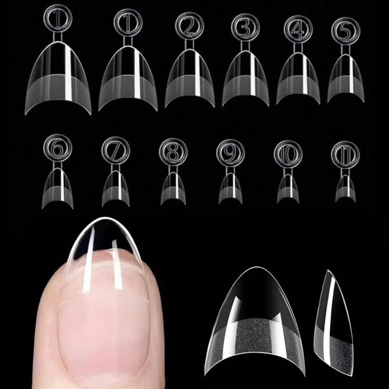

120/240 pcs Half Cover Almond Fake Nails Half Matte Pre Buff Acrylic Nails Extra Short Almond Shape Gel Nail Tips 12 Sizes