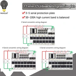 3S 4S 5S Bms 12v 16.8V 21V 3.7V 100A Li-ion Lmo Ternary Lithium Battery Protection Circuit Board Li-polymer Balance Charging