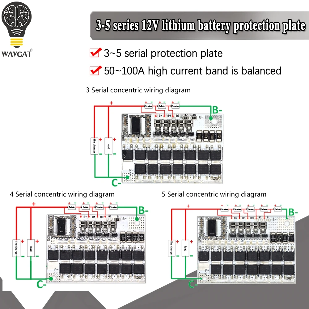 3S 4S 5S Bms 12v 16.8V 21V 3.7V 100A Li-ion Lmo Trójskładnikowa płytka zabezpieczająca akumulator litowy Li-polymer Balance Charging