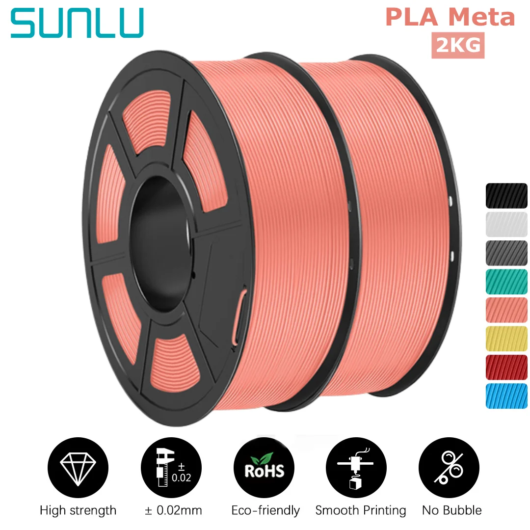 

SUNLU PLA Meta 3D Printer Filament 2KG 1.75mm Fast Print Clog-Free High Liquidity Good Impact Resistance Tangle Free 180-200°C