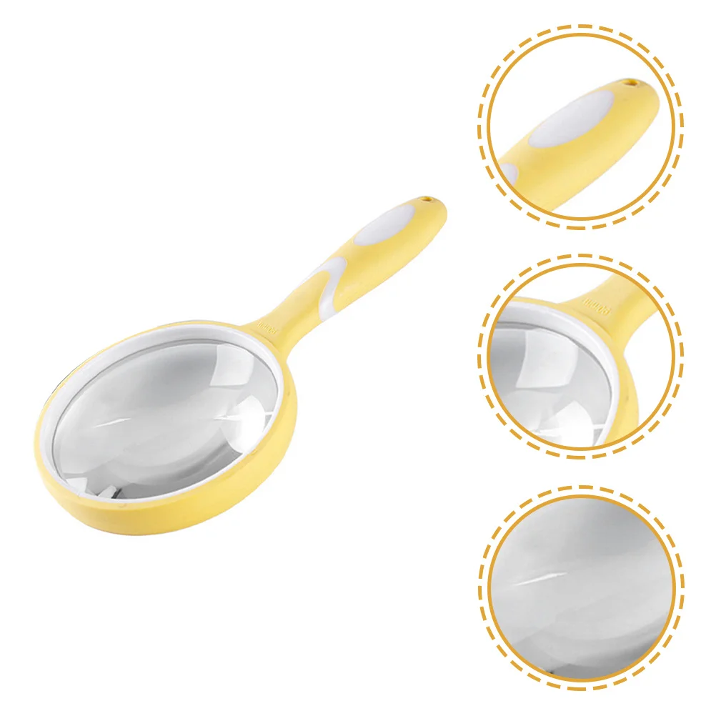 

Rubber Handheld Magnifying Glass with Handle Comfortable Grip Durable for Elder Kids Reading Insect Plant Observation