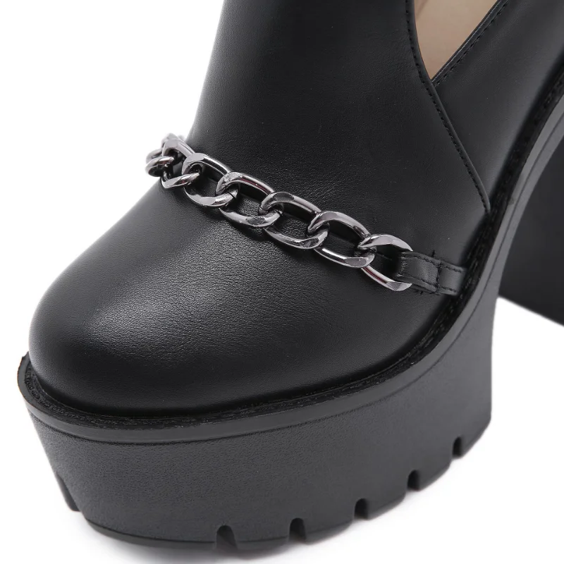 New Fashion Platform Ankle Boots High Heels Womens Chunky Heels Boots Punk Gothic Sexy Model Shoes Belt Buckle Women Shoes