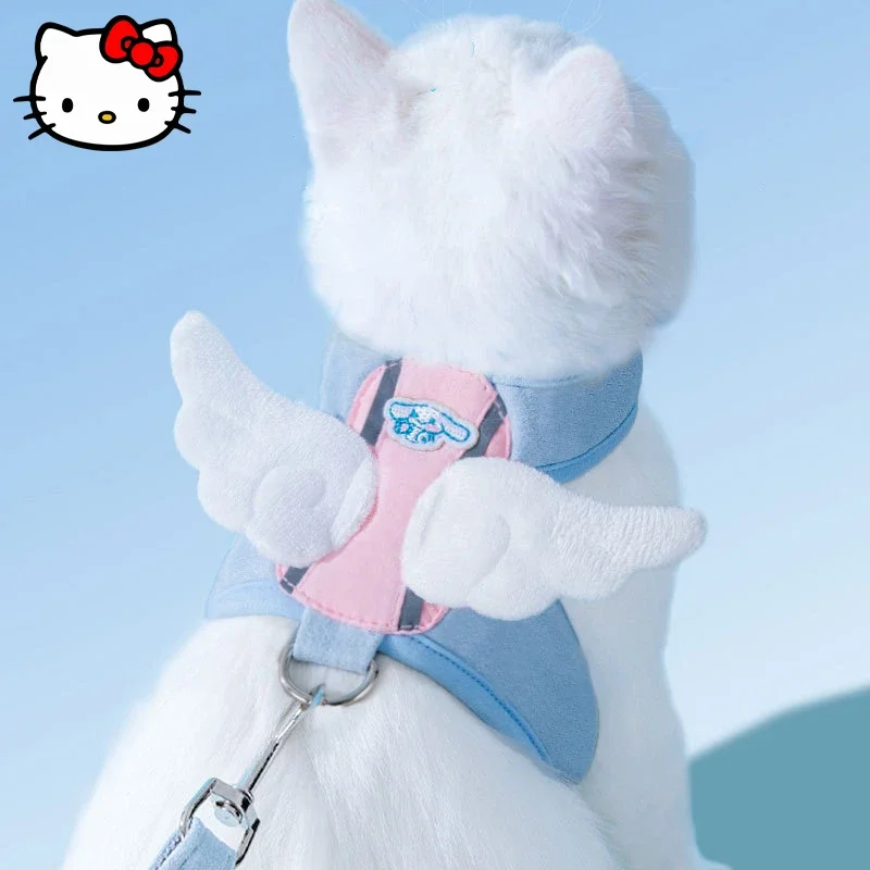 

Kawaii Sanrio Cinnamoroll Pet Clothes Cute Cartoon Cats and Dogs Going Out Traction Vest Angel Wings Anti Breakaway Clothes Gift