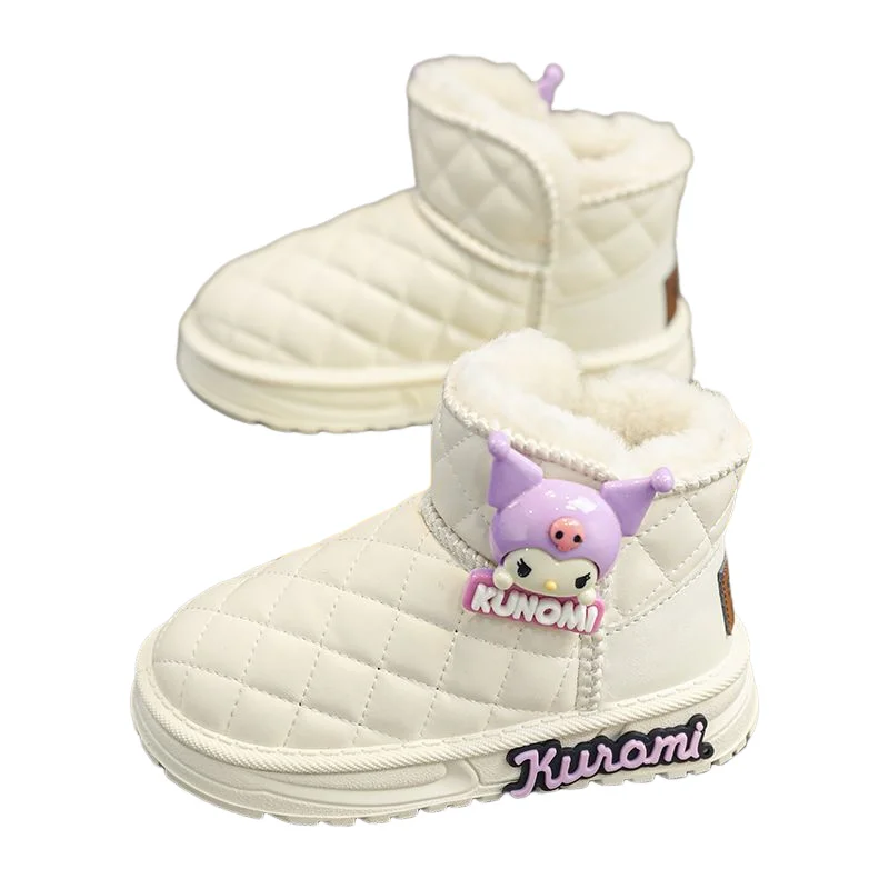 Botas de algodón Sanrio para niña Kuromi My Melody, botas gruesas para mantener el calor para niños, zapatos a prueba de agua Kawaii de dibujos animados, además de botas cortas de terciopelo