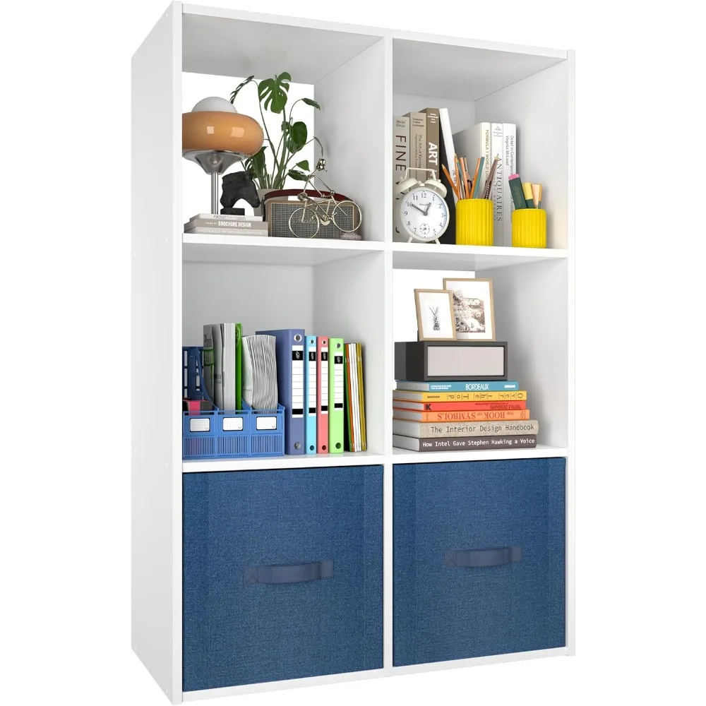 

Stackable 6 Cube Storage Organizer: Wood Cubes Shel its Cubby Bins - Square Cule Bookshelnet or Closet Bedroom - Open Storage Sh