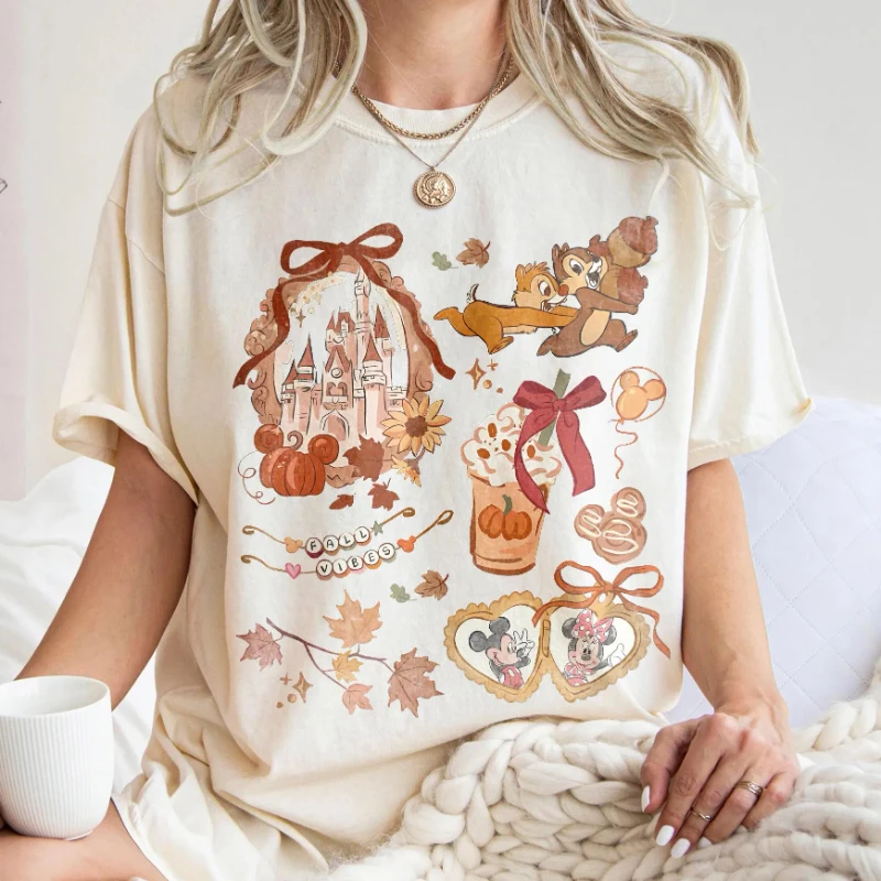 

Рубашка Potdemiel Coquette Bow Disney Castle на Хэллоуин, футболка Comfort Color Tis The Season, осенний свитшот Disney с Микки