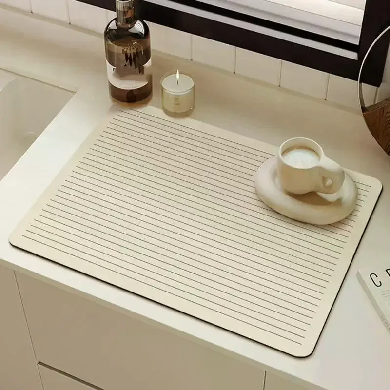Diatomite Mat Water Absorbing Pad Heat Resistant Coaster Kitchen Sink Faucet Non Slip Quick Drying No Mold No Wet Mess
