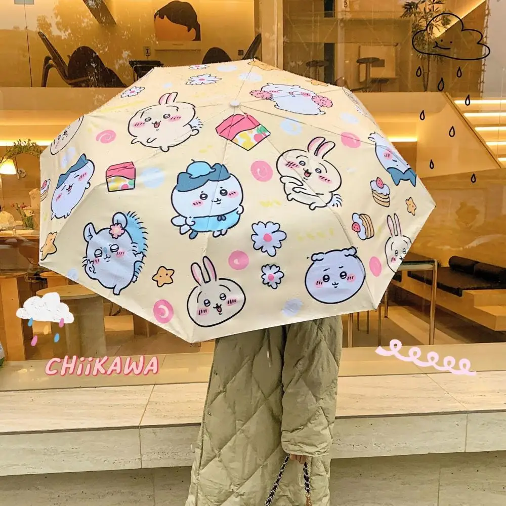 

Kawaii Chiikawa Fully Automatic Umbrella Sun Protection Cute Usagi Parasol Cartoon Portable Sunny Rain Dual Purpose Umbrella