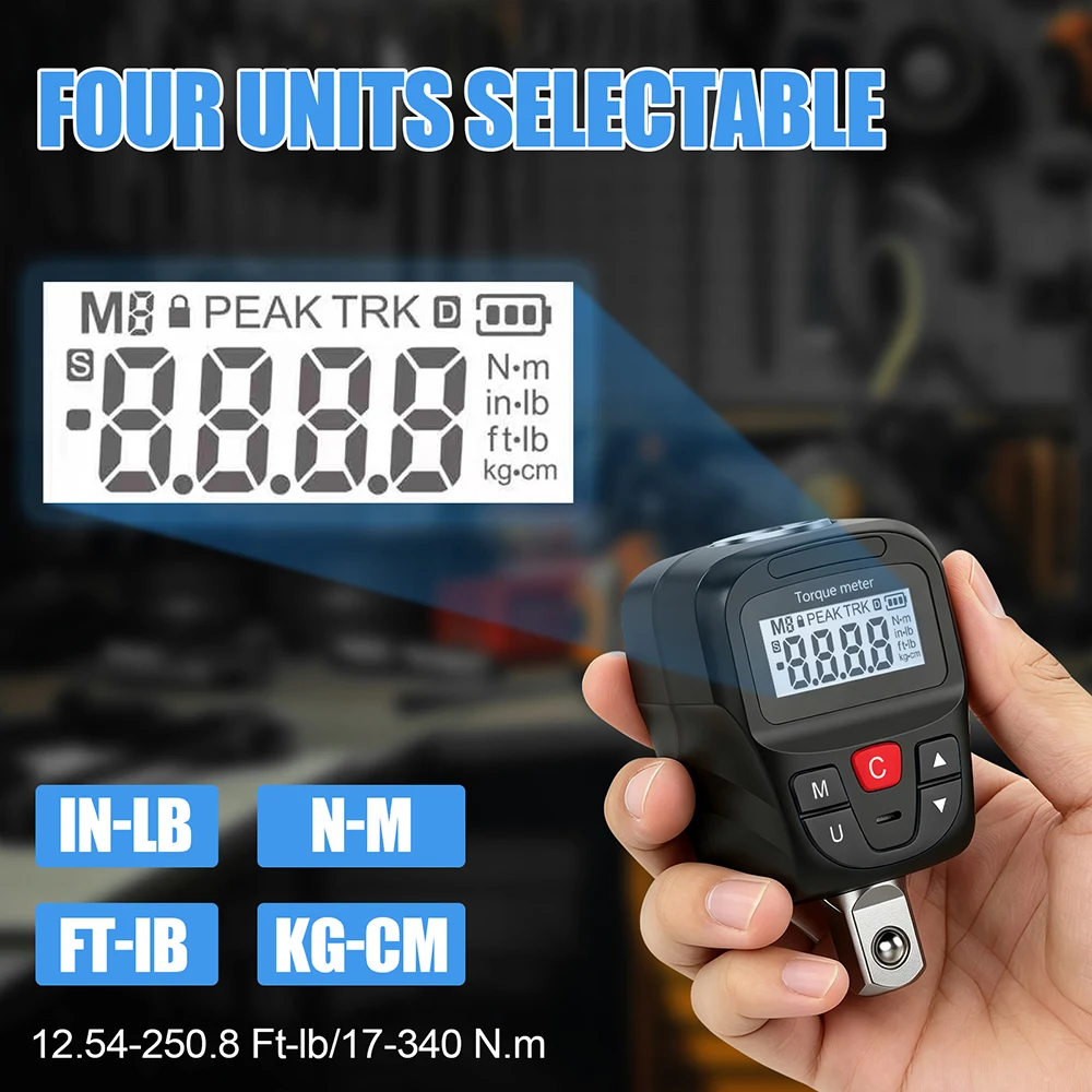 17-340N 6-135N Digtal Torque Wrench Adapter Electronic Torque Meter Repairing Tools for Automobile Bicycle Industrial Equipment
