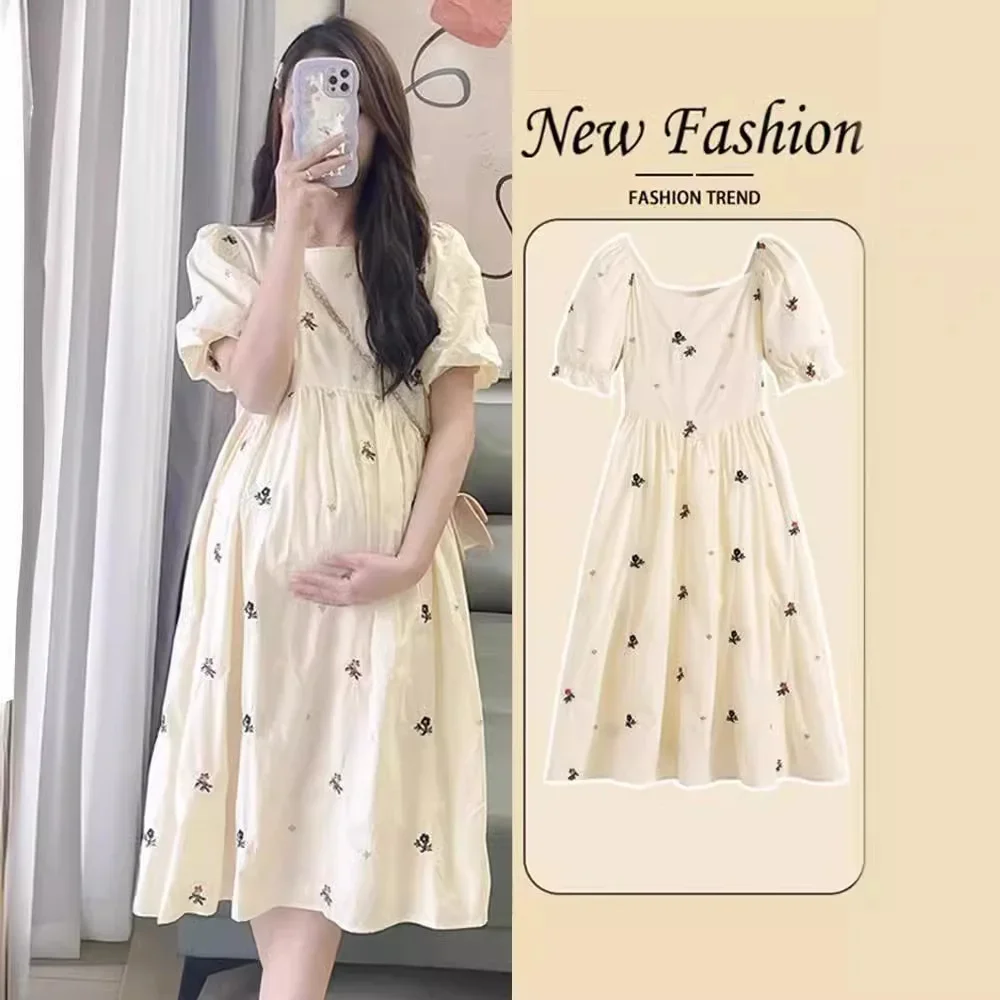 

2024 Maternity Woman Dress Pregnancy Dresses Mama Clothes Wear Floral Loose Pregnant Womens Long Clothing Fashion Gowns