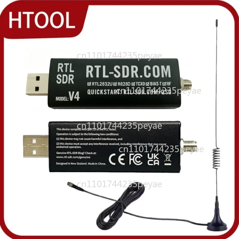 HTOOL SDR V4 Software Defined Radio Receiver RTL-SDR V4 RTL2832U 1PPM TCXO HF BiasT SMA Software Defined Radio + Antenna