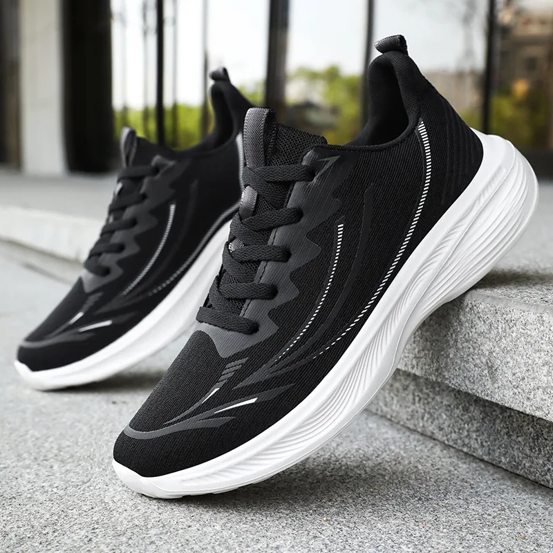 

Men's Casual Running Shoes Breathable Lace-up Mesh Sneakers Anti Slip Lightweight Athletic Sports Shoes Male Walking Footwear
