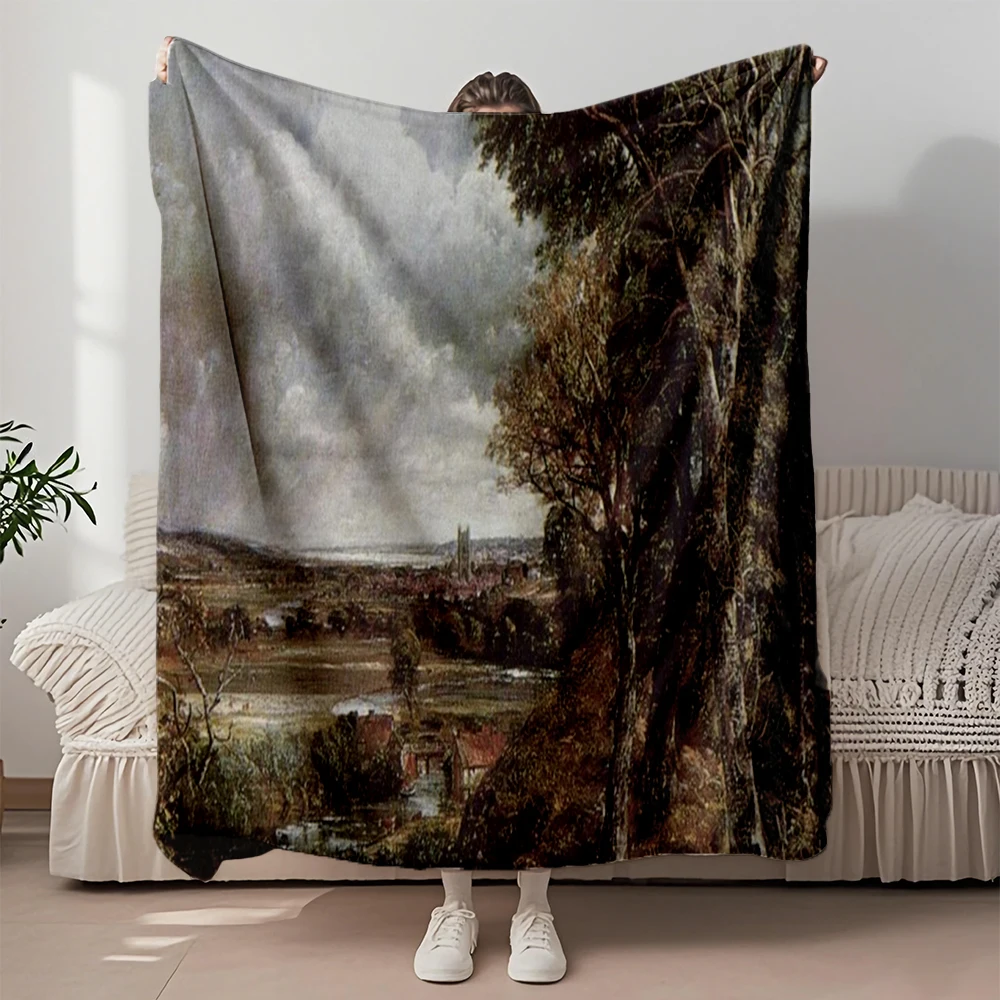 

Flannel Blanket John Constable The Vale With Machine-washable Ultra-soft Touch Technology Reversible Blanket Oriental Blankets