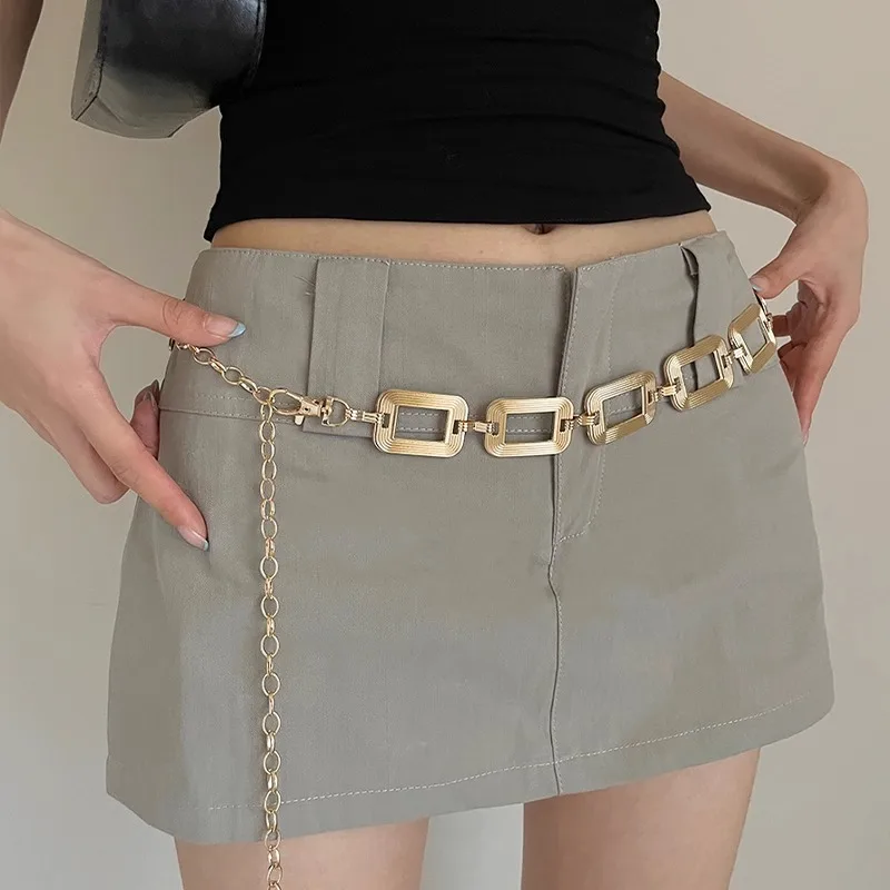 Catena in vita rettangolare in metallo bohémien per abito da donna 2025 Nuovo stile Oro e argento di alta qualità