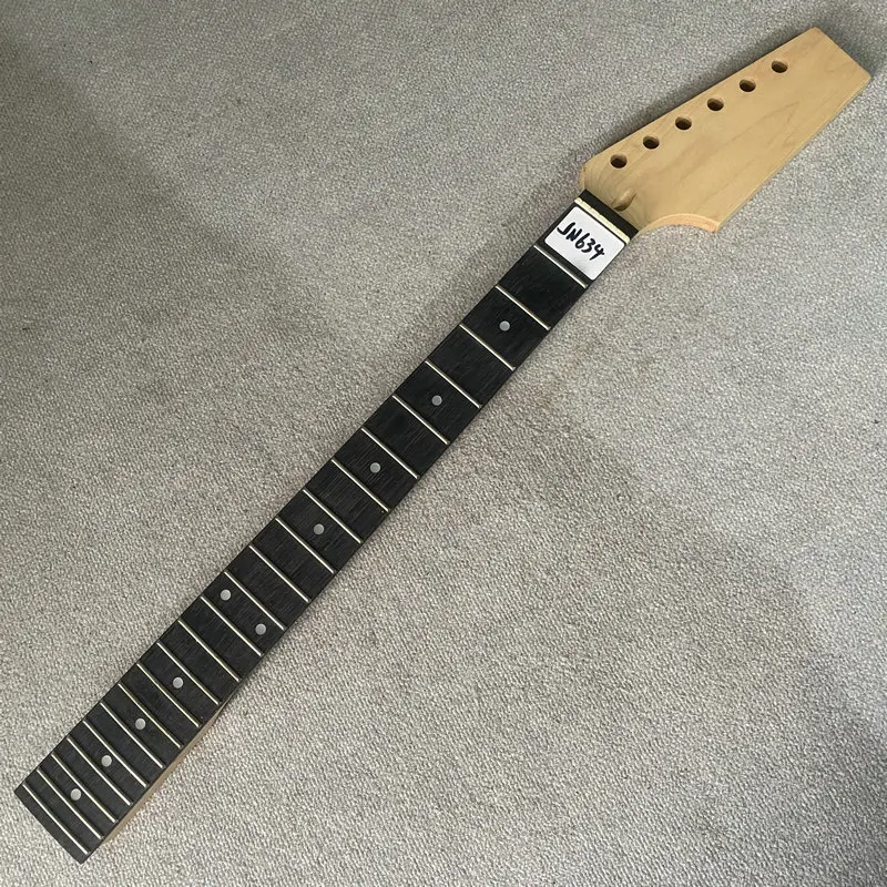 jN634 Unfinished Uncut Headstock 6 Strings ST Electric Guitar Neck 22 Frets Maple + Rosewood Right Hand DIY & Replace Parts