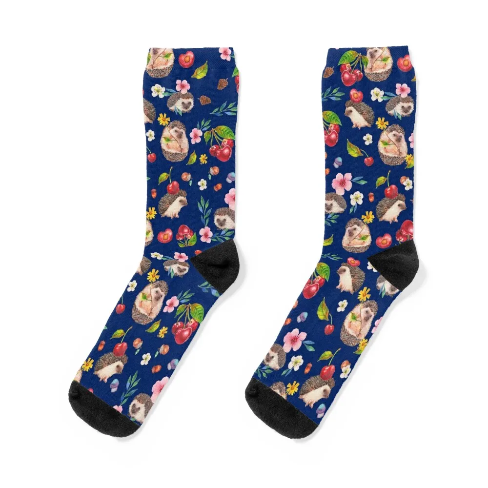 

Hedgehog with cherries Socks essential basketball gift warm winter Socks Girl Men's