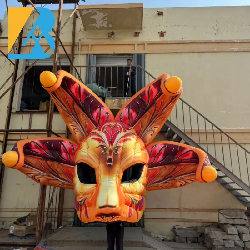 맞춤형 음악 축제 테마 축제 무대 장식 장난감을위한 거대한 교수형 풍선 여우 마스크 디자인