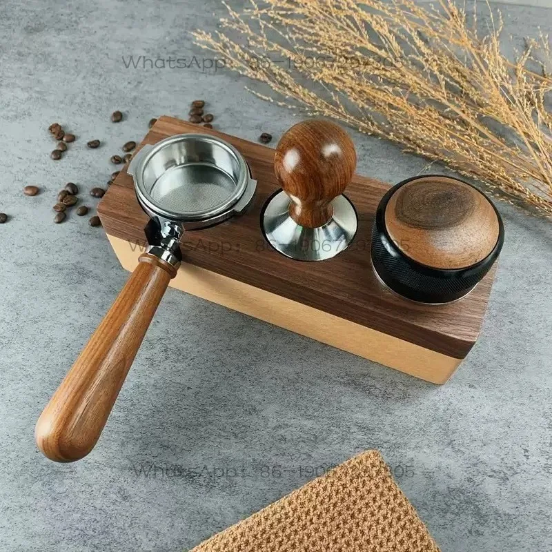 Walnut coffee machine handle cloth powder maker powder pressing base solid wood powder pressing pad