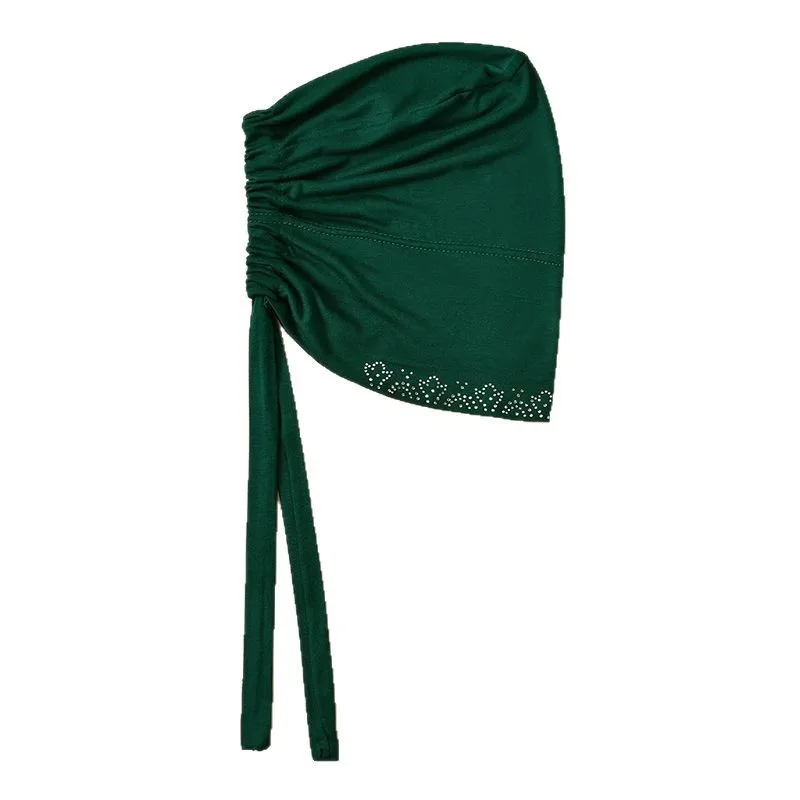 

Модная шапка-хиджаб со стразами для однотонного нижнего платка, мусульманская однотонная повязка на голову, женский мягкий тюрбан, бандана, капот