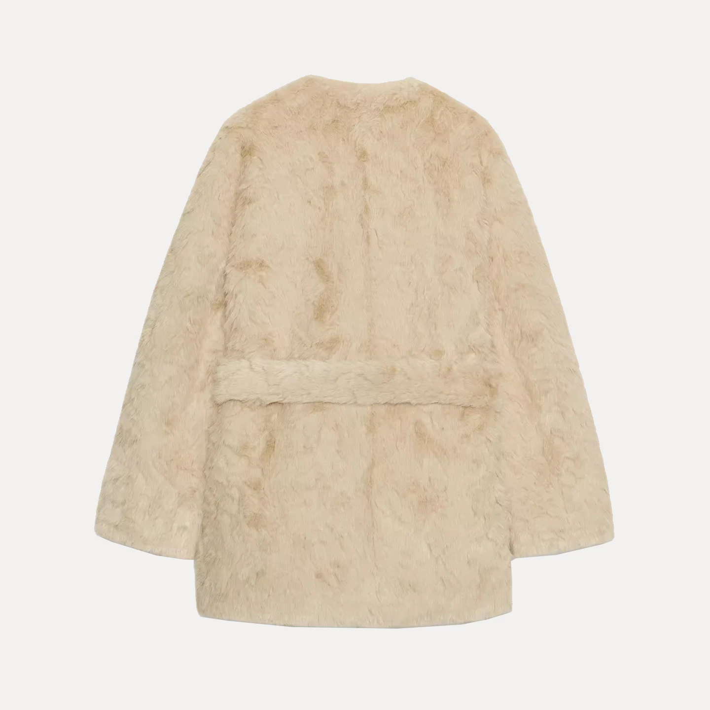 معطف Jaet ذو تأثير الفرو الاصطناعي من Faionable Ele للنساء للخريف طويل Sve متوسط الطول مادة أخرى للسيدات... #4