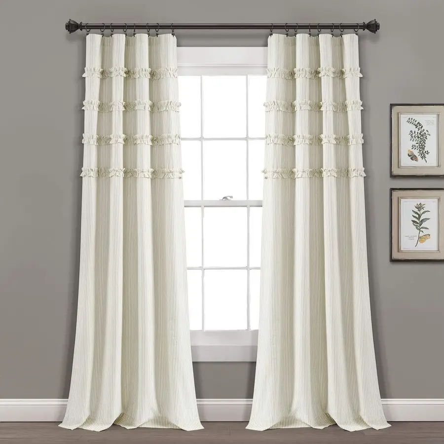 

Винтажные полосатые шторы из хлопковой смеси с окрашенной пряжей, пара, 40 ширина x 95 длина, нейтральные полосатые занавески для гостиной и спальни C