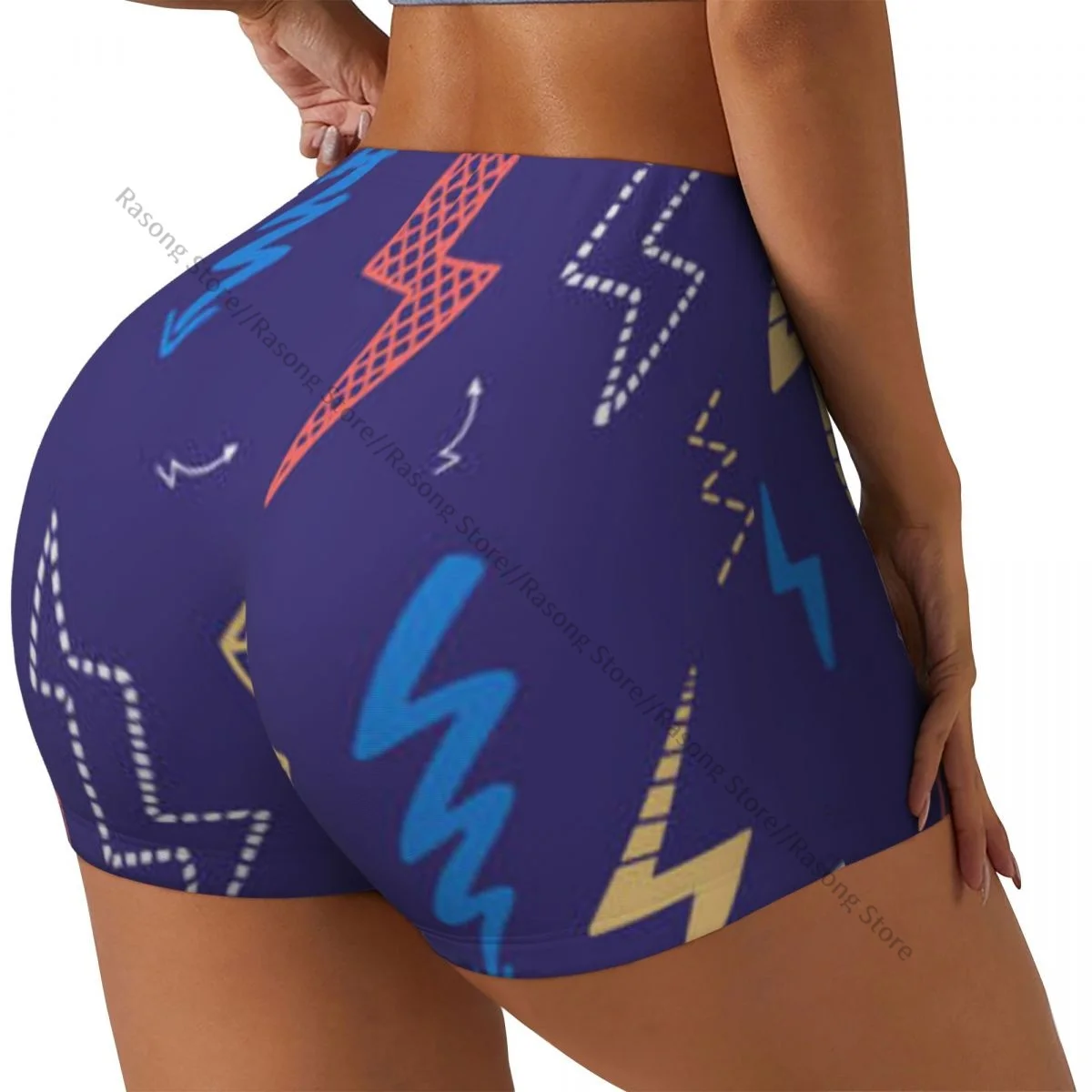 Sexy tight hip sports shorts Lightning Pattern fitness women's comfortable yoga shorts