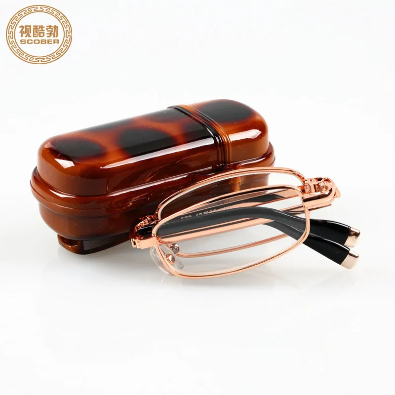 Portable Elegant Folding Reading Glasses Women Fold Temples Eyeglass With Case Belt Clip Presbyopic Glasses