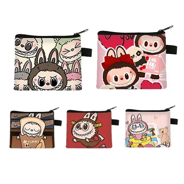 New Cartoon Cute Labubu Women's Purse Female Student Coin Purse Children's Cartoon Printed Large Capacity Card Change Wallet