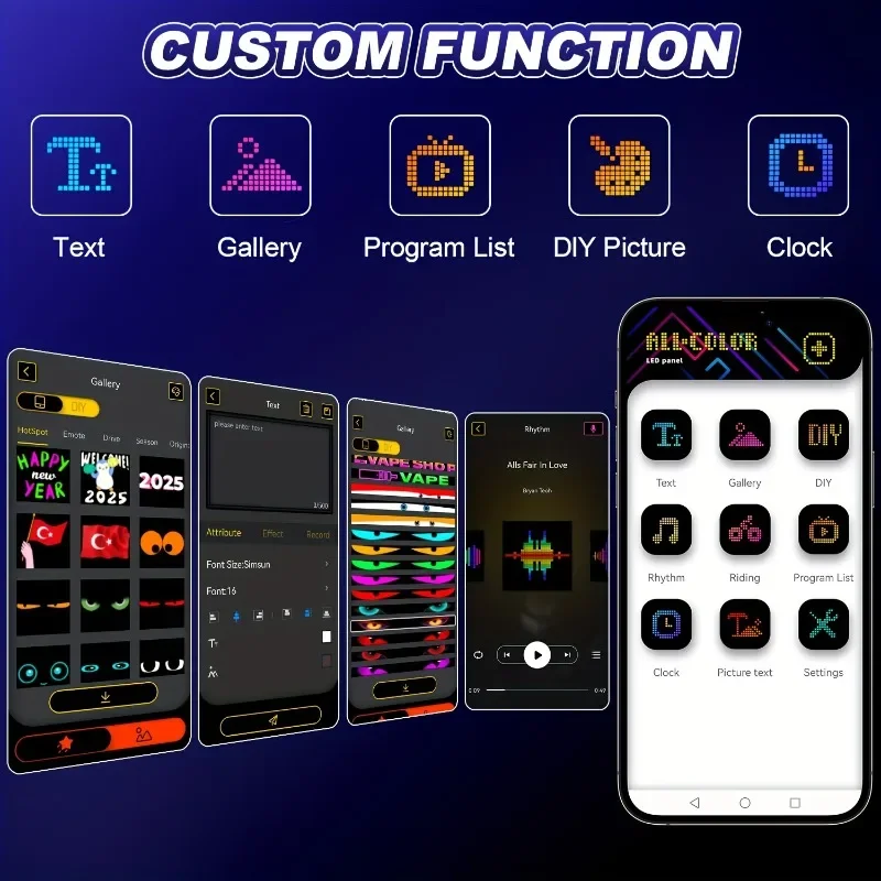 2 Pieces LED Display Scrolling Display Hard Screens with DIY Text Patterns and Animations Controlled Wirelessly Via An App