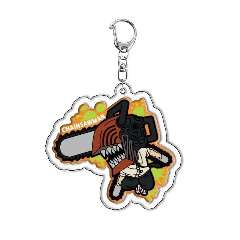 Anime Chainsaw Man Keychain Pochita Makima Cartoon Acrylic Bag Keyring Pendant Cos Accessory