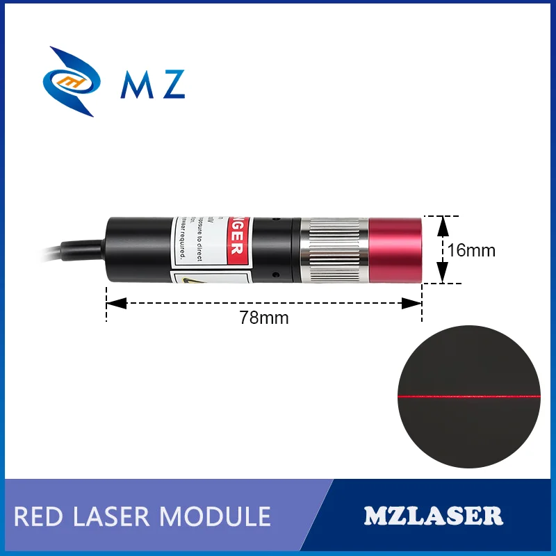 Adjustable Focusing Red Line Laser Module D16mm 660nm 10mW 20mW 30mW 50mW 100mW 5V 12V 24V for Woodworking with Adapter