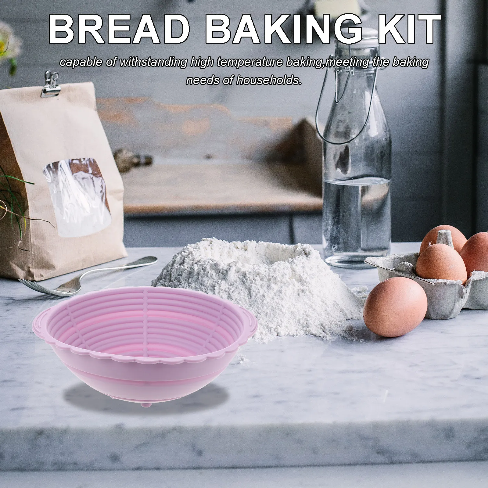 Foldable Silicone Banneton Basket Large Capacity Dough Proofing Container Kitchen Baking Supply Bread Baking Kit