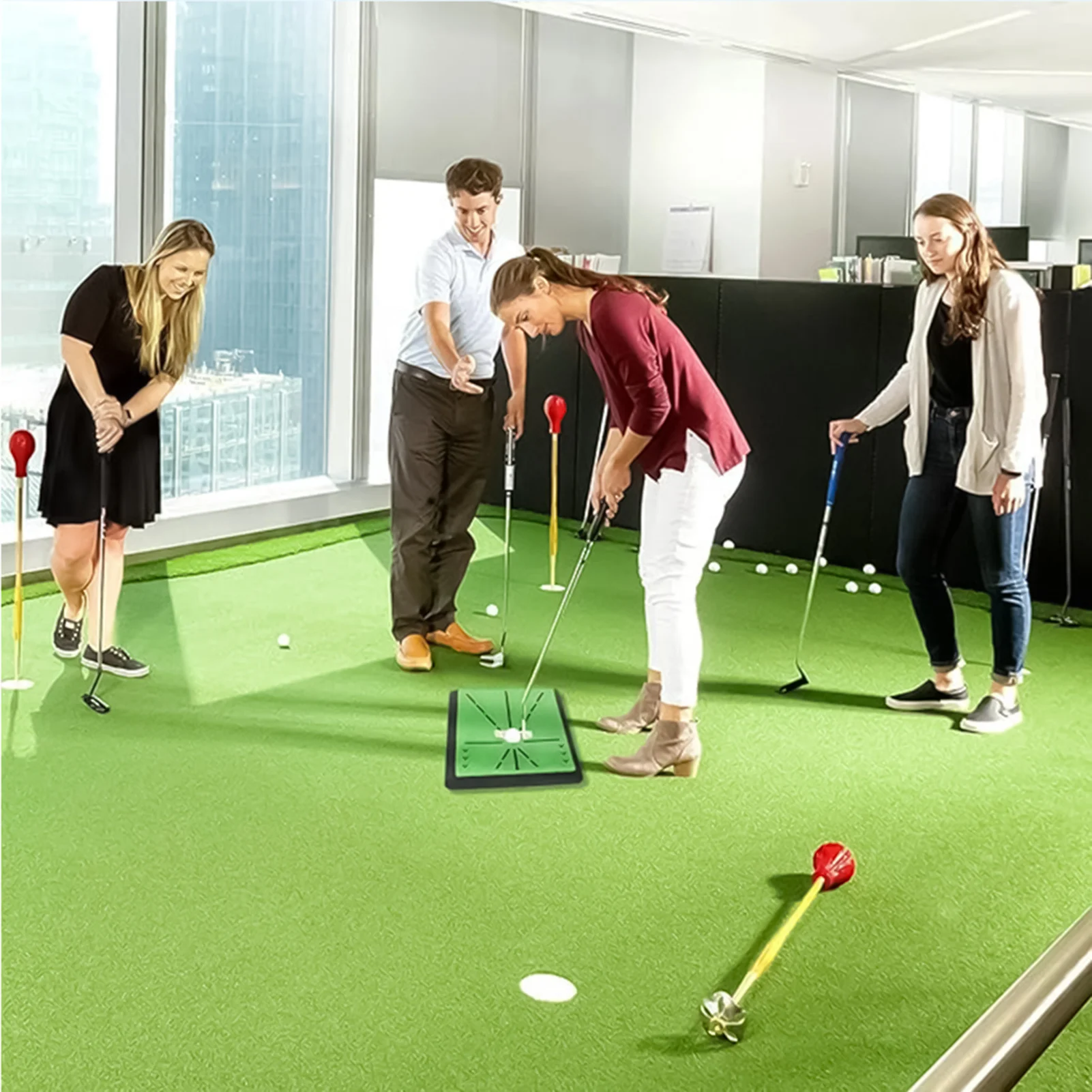 

Golf Hitting Mats Training Equipment Thickened Golf Mat with Detection Batting for Seasoned Golfers Average & Beginners