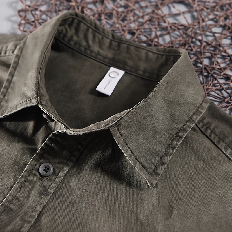 Italy Long-sleeved Casual Cotton Brand Shirts For Men Fashion Multi-pocket Thick Work Clothes Top Large Size Camisa Masculina